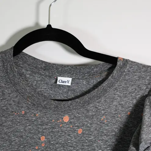 Clare V Charlotte Ruffle Short Sleeve Cotton Paint Splatter Print Shirt Dress M