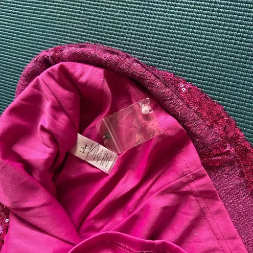 Lulu’s Hilaria Fuschia Pink Sequin Halter Asymmetrical Hem Mini Dress NWT M Size M