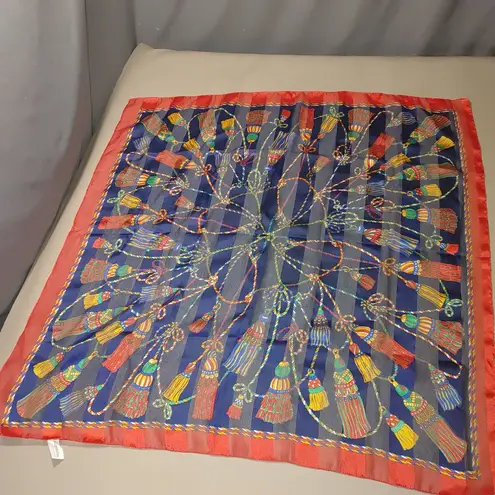 Capezio Accessories Italian Scarf Tassel Rope Print Polyester Multicolor Red Size 32