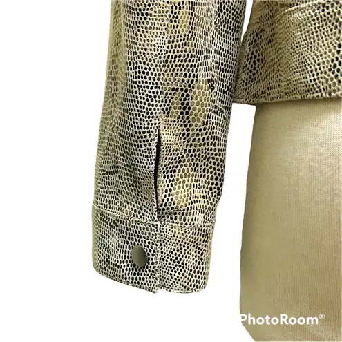 Alfani Beige Brown Gray Suede Leather Snake Pattern Zip Up Leather Jacket Medium