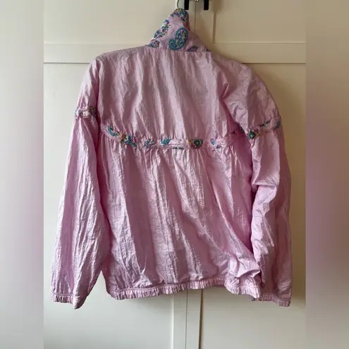 Sergio Tacchini Vintage Old School Women’s Windbreaker Paisley Jacket Size 14 Pink
