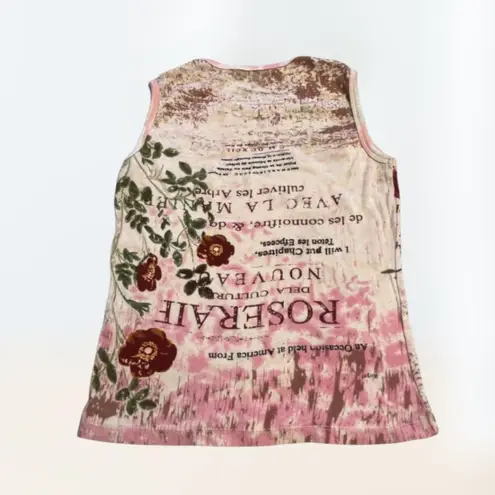 Printed vintage 2000s Y2k Pink Floral Tank Top Galliano Style Women's S/M White