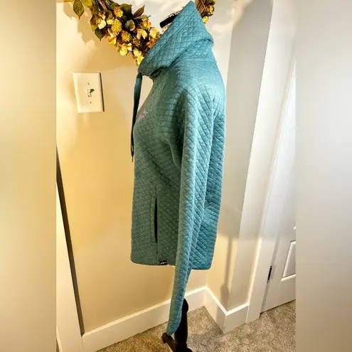 TECHSTYLES Snowbird Quilted Funnel Neck Kangaroo Pocket Pullover NWT Sz Small Green