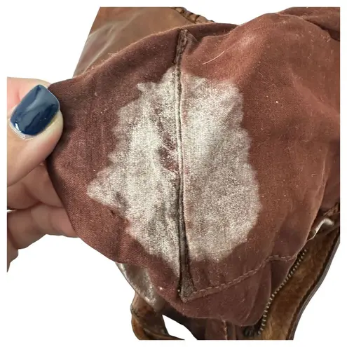 Spikes & Sparrow Brown Woven Leather Distressed Crossbody Bag