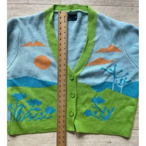 ASOS ‎ Design Scenic Landscape Cardigan Button-Up V-Neck Sweater size 8