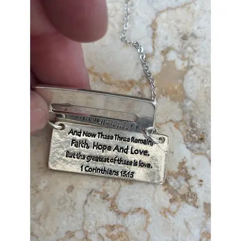 Silver Faith Hope And Love Necklace 1 Corinthians 13:13 Inscription Inspirationa