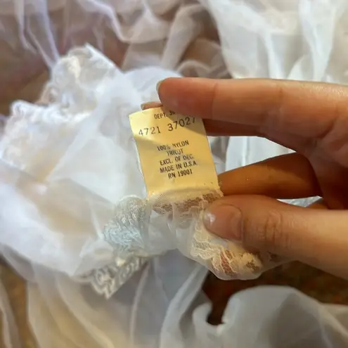 VTG SEARS WHITE SHEER DAINTY LACE TIE FRONT CARDIGAN HOUSE ROBE Size M