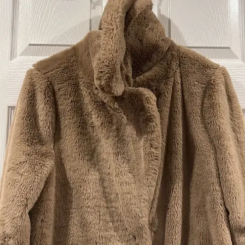 Nine West Cara Santana x  XS Camel Faux Fur Fleece Coat