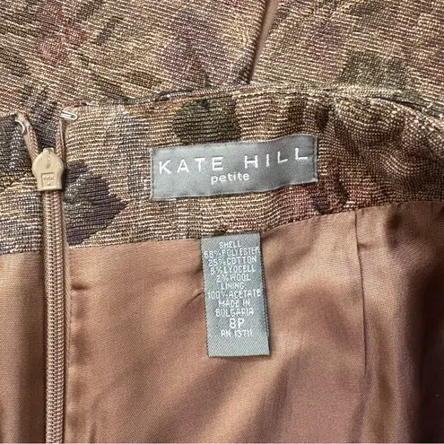 Kate Hill Floral Skirt Brown Pink Women's Size 8 Petite Formal Wear