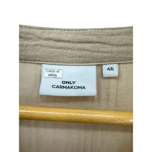 ONLY Carmakoma Carthyra Organic Cotton Gauze Peplum Dress 46 XL Beige Boho Tan