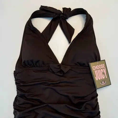 Juicy Couture  Grant Halter Swimdress One Piece Y2K Small NWT Neutral Chocolate