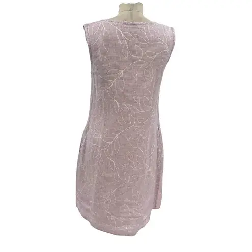 Flax Woodstock Dress Linen Lilac Lavender White Gingham Floral Size XS