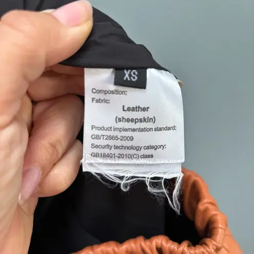 Genuine Sheepskin Leather Pull On Pants in Caramel XS Brown