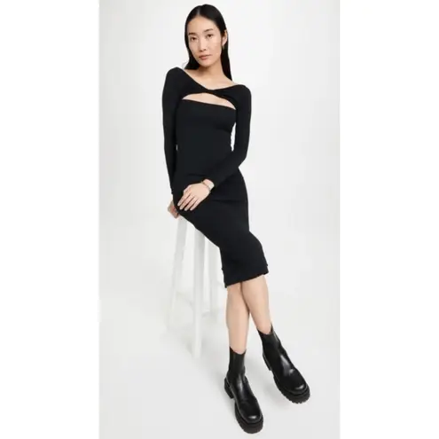 SER.O.YA Irene Black Off Shoulder Cut Out Bodycon Midi Dress Small Emo Goth