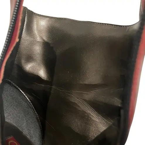 Connie Y2K Mid Calf Red/Maroon Leather Chunky Heel Boots Red Size 7