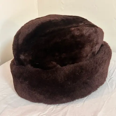 1960’s Fur Cavanagh Hats New York Vintage Pillbox Hat – Quilted Satin (LARGE) Brown
