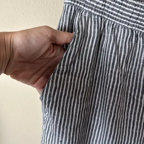 Old Navy Linen Drawstring Wide Leg Pants Trousers Striped Size Medium Petite