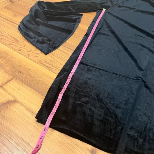 Zenana Outfitters Velvet Black High Rise Stretchy Pull On Wide Leg Pants Raw Hem 2X New