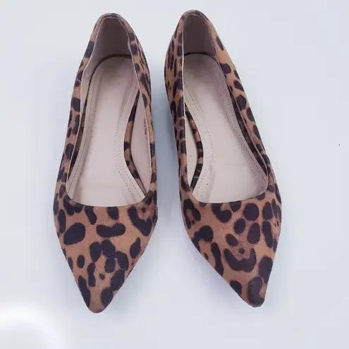 Lulus Alessia Leopard Suede Low Pointed Toe Heels Brown Size 6.5