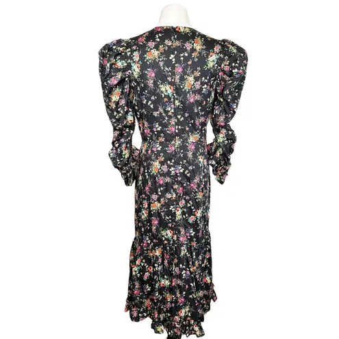 Black Halo NEW Nadir Puff Long Sleeve Floral Ruffle Dress Garden Glow Black 10