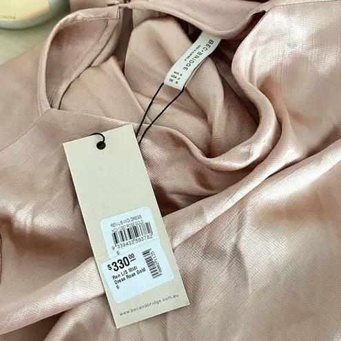 Bec & Bridge NEW Maxi Dress Womens 2 Satin Open Back Gown Rose Gold Luxury