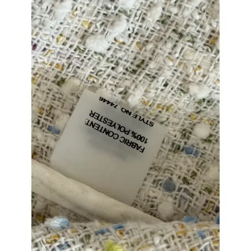 Dolce Cabo Womens Double Breasted Tweed Cropped Multi Blazer Gold Buttons Small