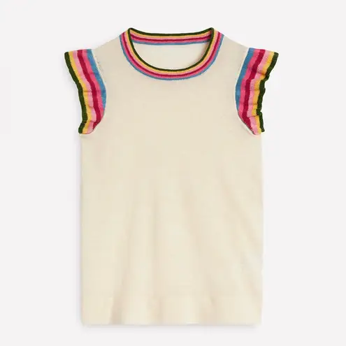 BODEN Josie Frilled Linen Tank S 100%LINEN White