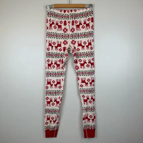 Hanna Andersson Adult Long John Pant Size Medium Dear Deer 42069 Red