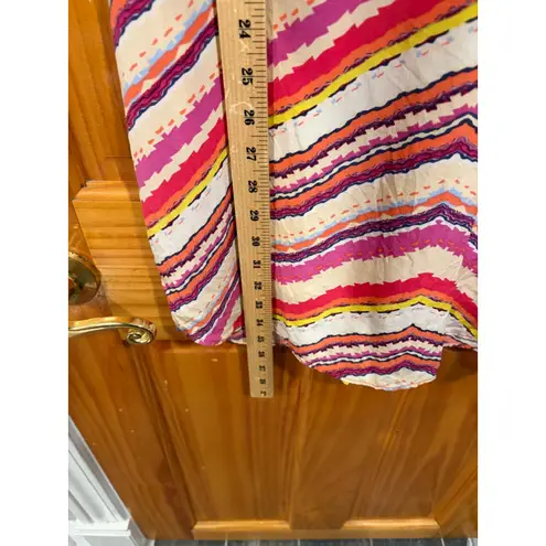 Charlie Jade Chevron Stripe Sleeveless Dress S Multicolor Lime Trim Boho Mini