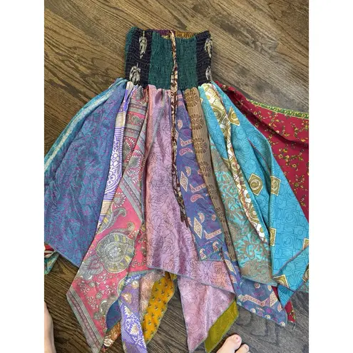 100% Silk Scarf Dress Top Smocked Handkerchief Halter One Size