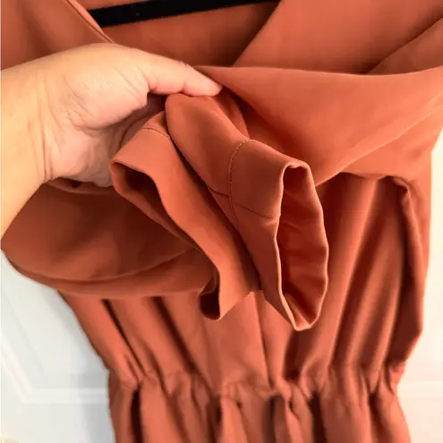 Simplicity SIMPLICITÉ Rust Midi Dress with Tie Waist & Pockets | SIZE S