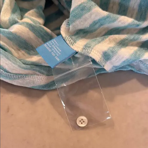 J. McLaughlin Blue and White Striped Linen Blend Button Down size XL