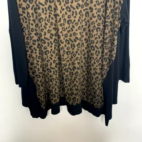 Alembika Chiu Oversized Cheetah Mock Neck Top Women XL Brown Black