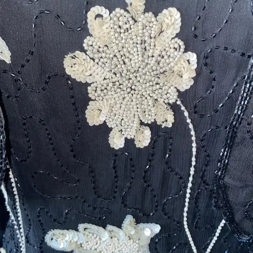 Styleworks Wicked 1990s Beaded Cocktail Dress with Jacket Sz 10 Black