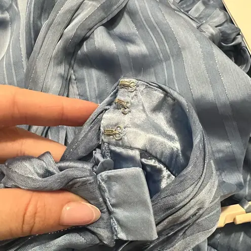 Mac Duggal NWT Slate Blue Tie Neck Tiered Halter Gown Size 8 US $398