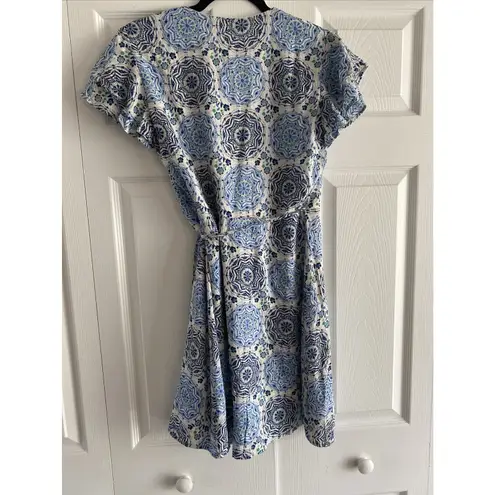 Harper Heritage Women's Ivory Wrap Dress Blue Paisley Medium NEW Francescas Fem
