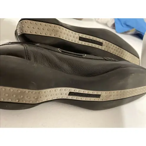 Sesto Meucci Italy Women's Loafer Size 7.5 Black Leather Slip On Shoe Tassels