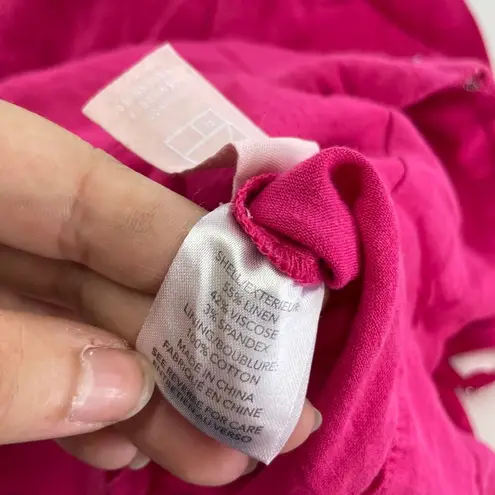 Milly Romper Womens 6 Pink Anya Sweetheart Neckline Tie Bow Cutout Linen