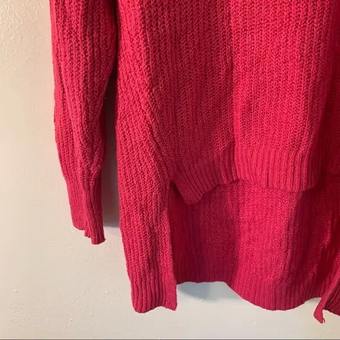 a.n.a . V-Neck High Low Sweater Catalina Hot Pink