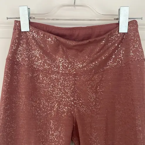 Sweaty Betty Disco Metallic Foil Print 7/8 Leggings Red Pink Terrazzo Size S