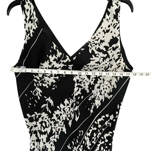 ICE Vtg Y2K Silk Maxi Dress 12 Black White Chiffon Floral Romantic Whimsygoth