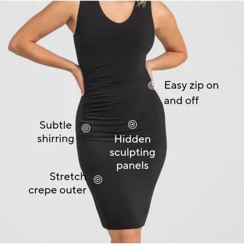 HoneyLove InnerPower Sleeveless Midi Shapewear Ruched Dress Black Size XL NWT