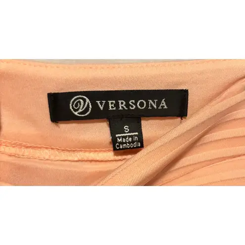 Versona Peach Textured FlarePleated Lined Stretch Skater Skirt