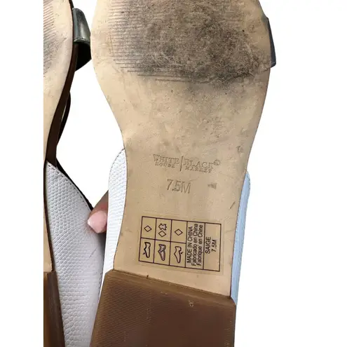 White House | Black Market White House Black‎ Market White Silver Lace Up Open Toe Strappy Flats Size 7.5