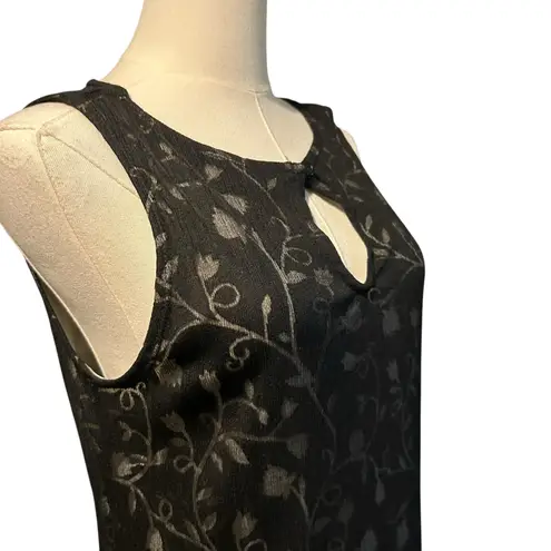 Saint Tropez West VTG Dress SZ 8 Sheer Overlay Lace Floral Black Sleeveless USA