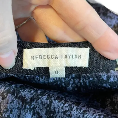 Rebecca Taylor White Noise Purple Black Snap Up Slit Silk A Line Pleat Skirt 0