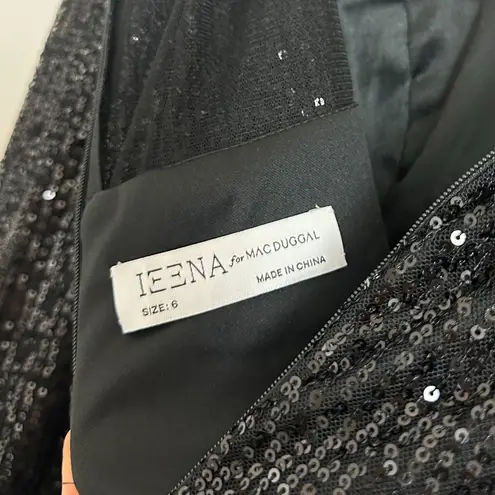 Mac Duggal Sequined Layered Tulle A-Line Cocktail Dress in Black Size US 6