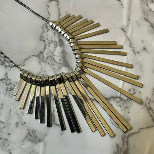 Ny Collection silver tone fringe statement necklace