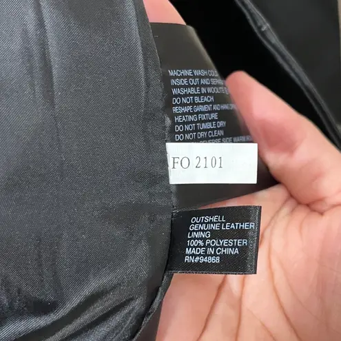 Bernardo Womens Black Genuine Leather Double Breasted Jacket Size PP