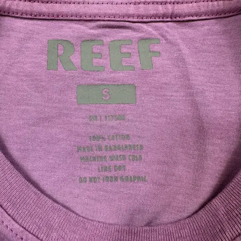 REEF Shirt Womens S Purple White Ombre Paradise Lily Flower Relaxed Dip Dye Tee